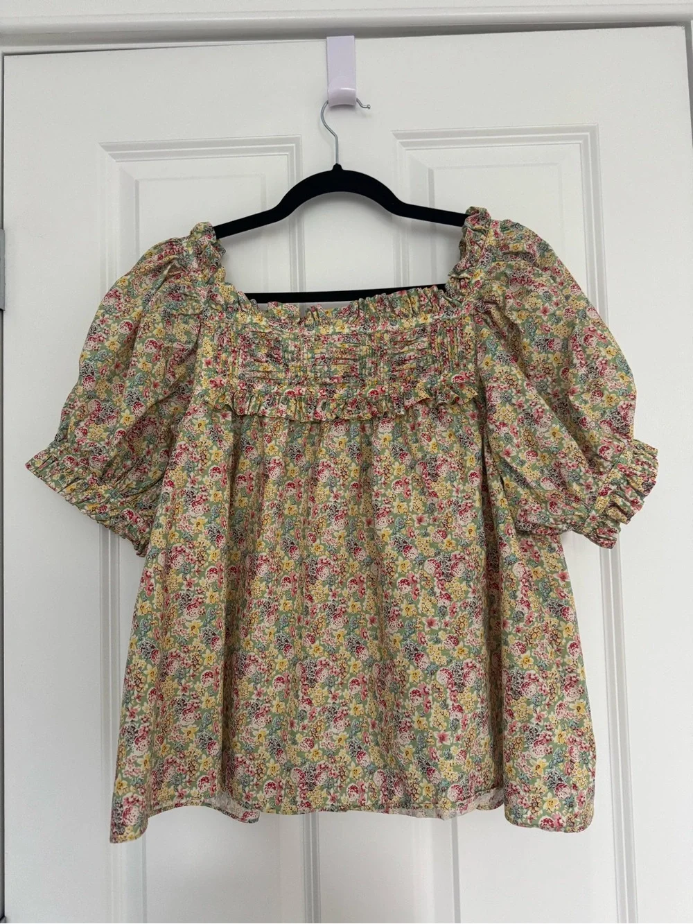Doen Farley Blouse in Cotton Chrysanthemum Sky Floral Liberty Fabric size M NWOT